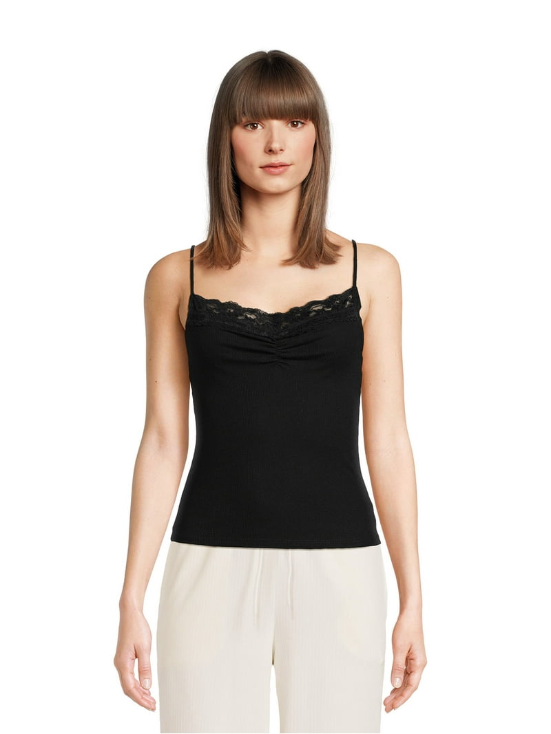 下着・アンダーウェア ROSIER Ribbon Leavers Lace Camisole Set Self Esteem Juniors' Cinched Lace Trim Cami Tank Top