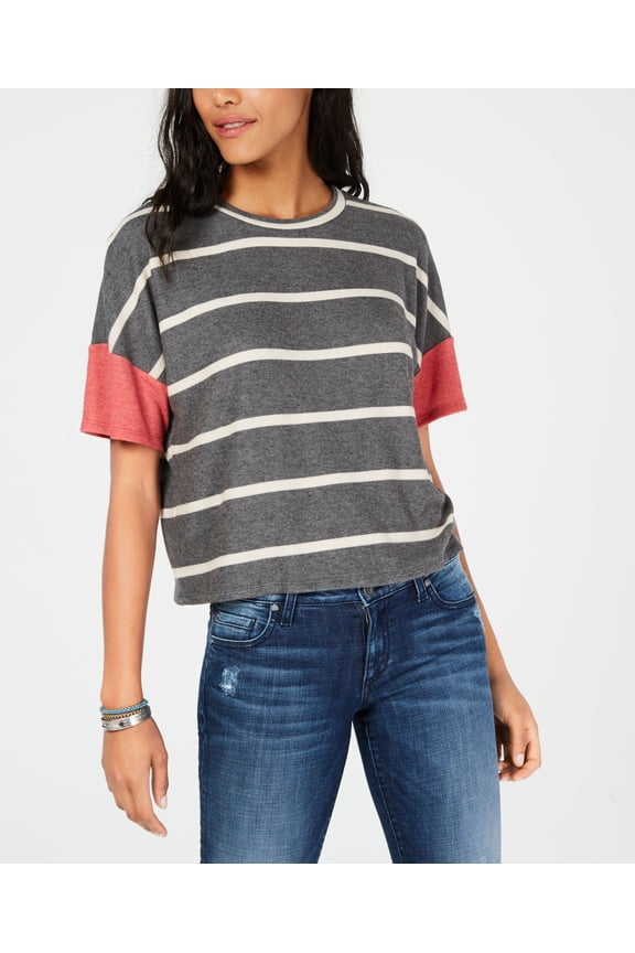 Juniors Contrast Sleeve T-Shirt733 Black Multi S