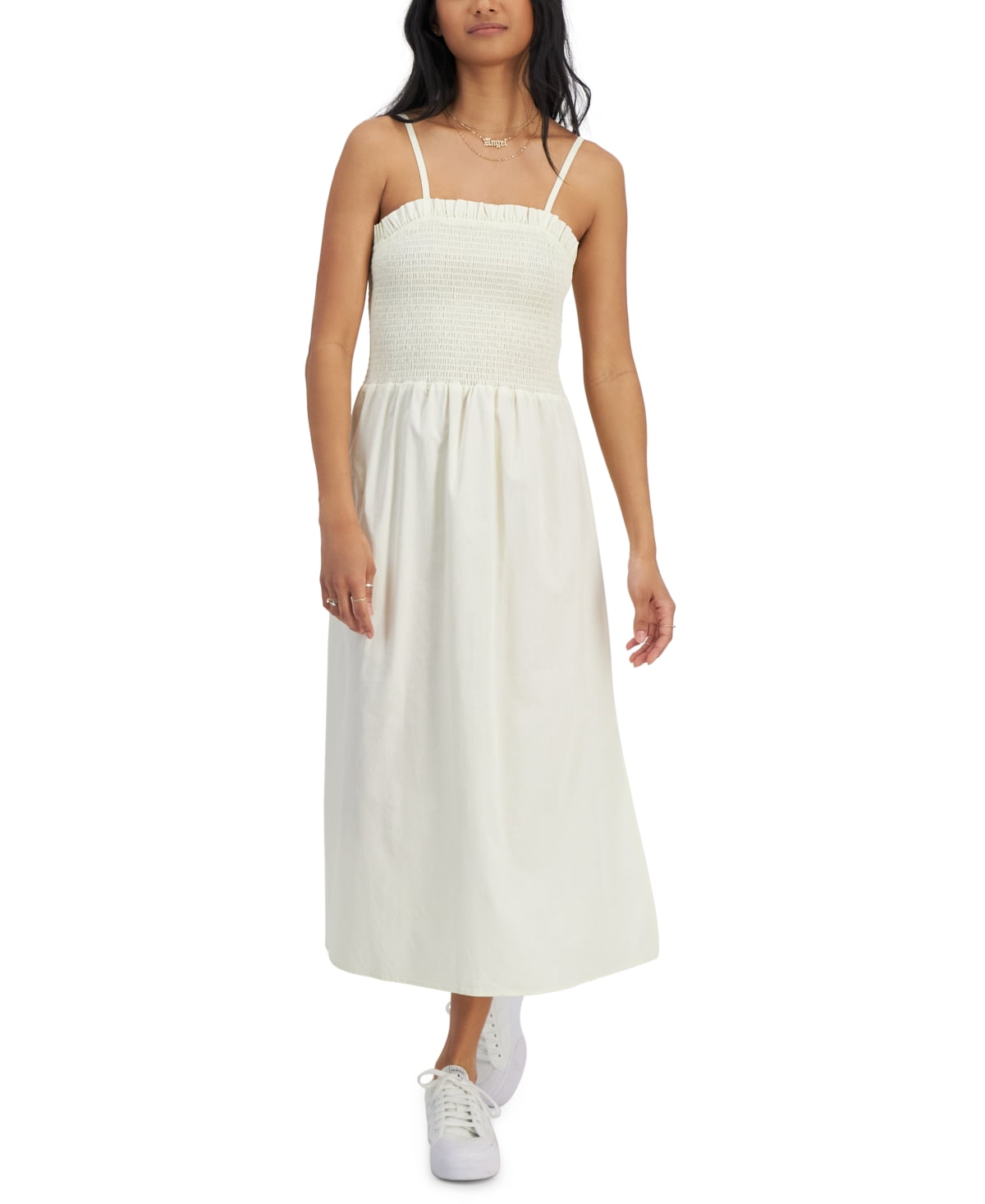 Self Esteem Juniors Cotton Smocked Camisole Dress, Cream, XL