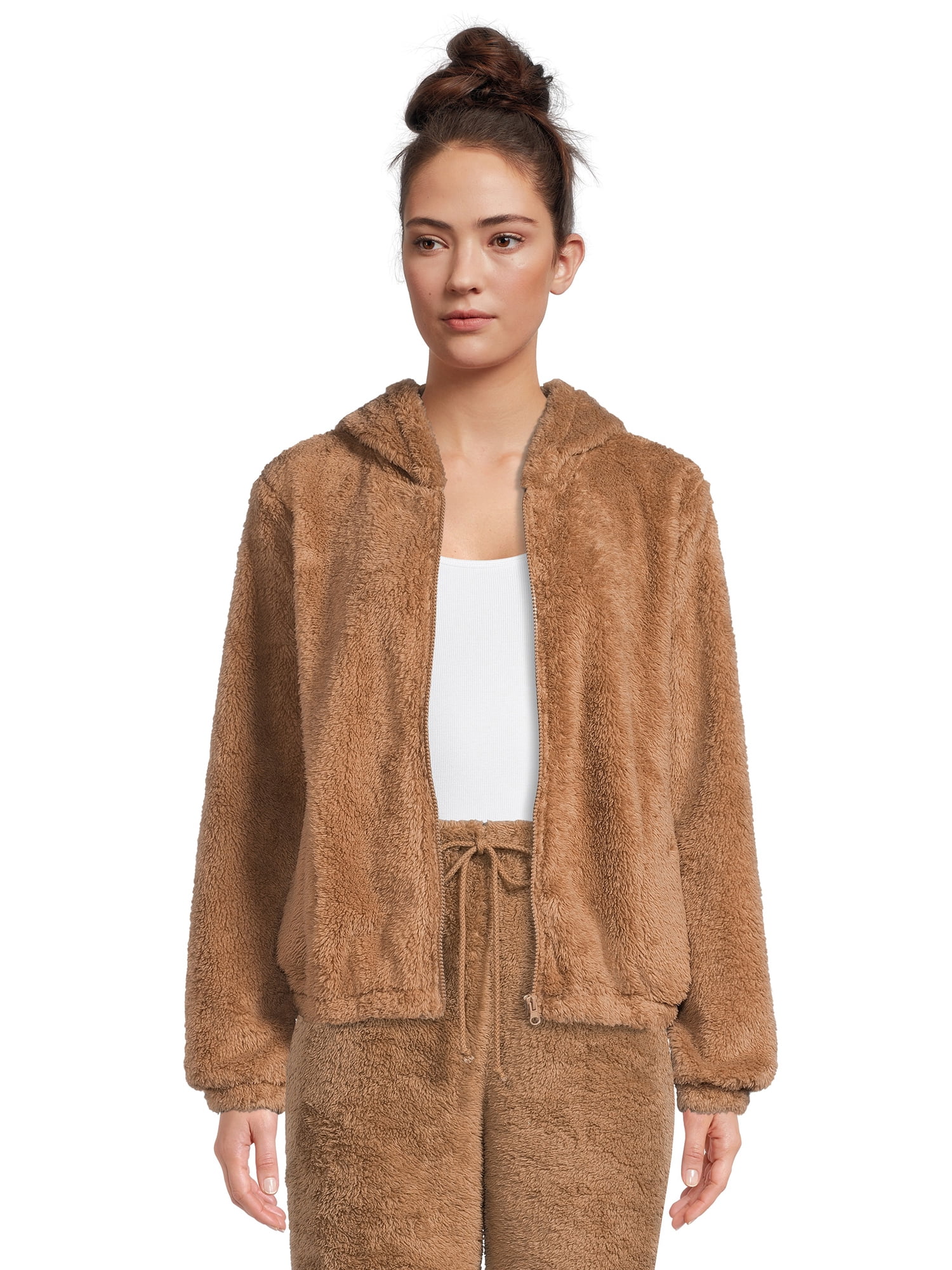 Self Esteem Juniors Faux Sherpa Zip Up Hoodie