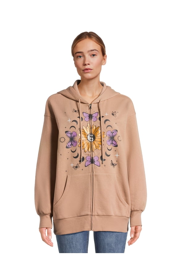 Juniors Graphic Zip Hoodie Sweatshirt, Sizes S-XL