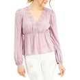 thumbnail image 1 of *Self Esteem Juniors' Lace-Trimmed Empire-Waist Top- Small Elderberry, 1 of 1