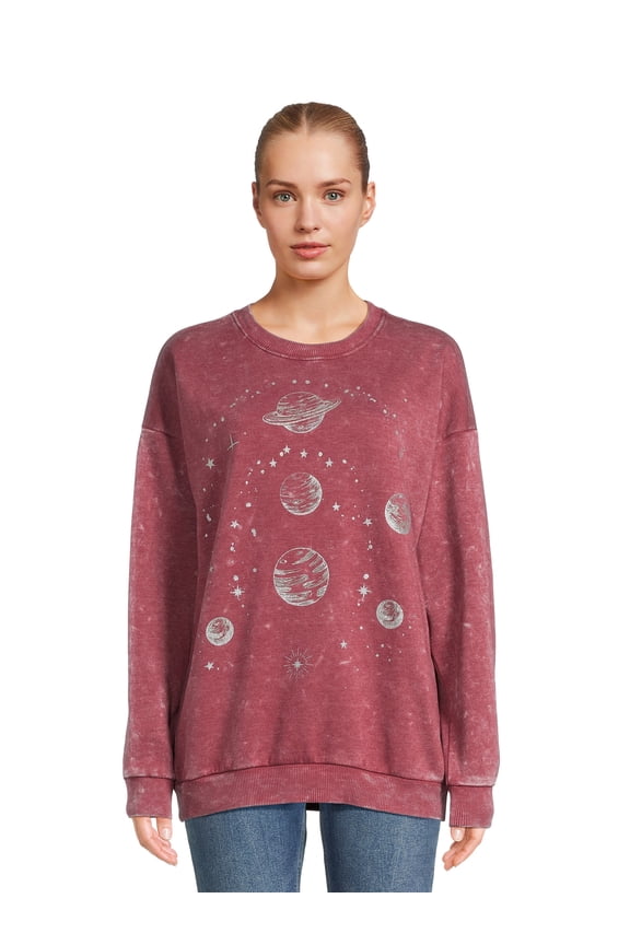 Juniors Mineral Wash Graphic Sweatshirt, Sizes S-XL