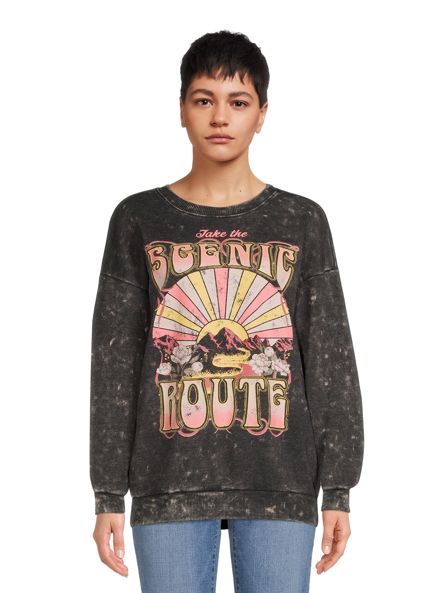 Self Esteem Juniors Mineral Wash Graphic Sweatshirt