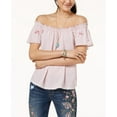 thumbnail image 1 of Self Esteem Juniors Off The Shoulder Peasant Top Pink Stripe XL, 1 of 2