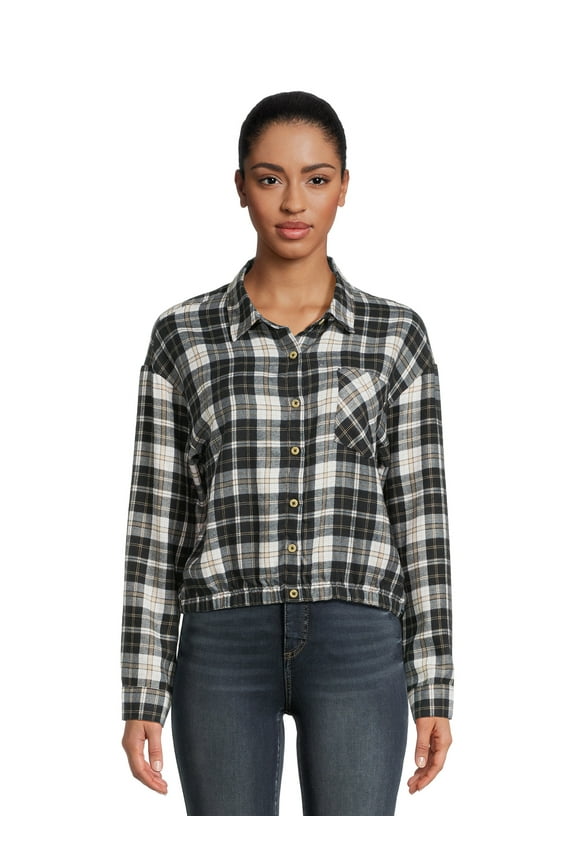 Juniors Plaid Button-Up Shirt