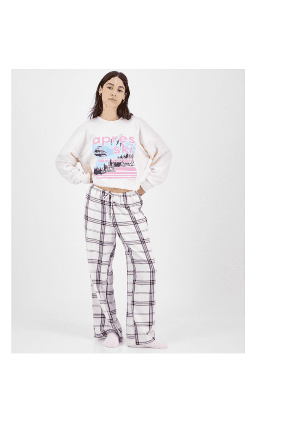 Juniors' Plaid Flannel Lounge Pants - Eggnog