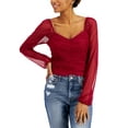 thumbnail image 1 of Self Esteem Juniors Ruched Mesh Tops, Red, Large, 1 of 1