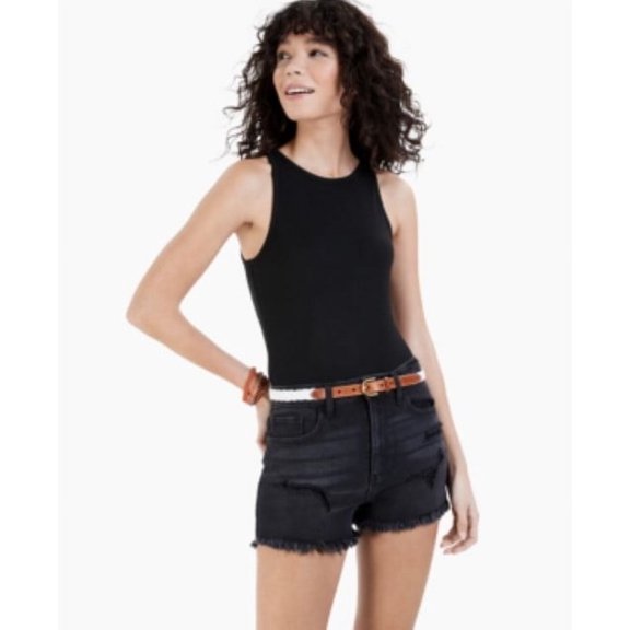 Self Esteem Juniors' Scoop Neckline Sleeveless Ribbed Spring Bodysuit Size M