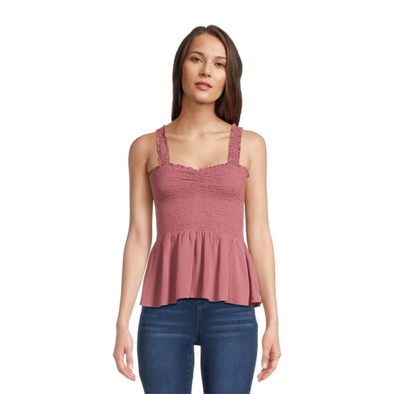 Self Esteem Juniors’ Smocked Peplum Tank Top, Sizes XS-XL