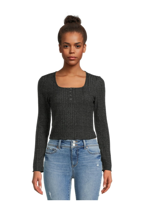 Juniors Square Neck Henley Top