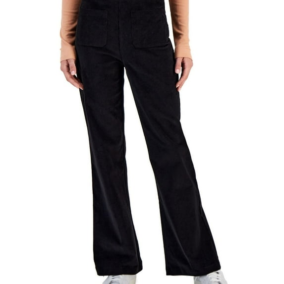 Self E Womens Flare Casual Corduroy Pants, Black, Medium