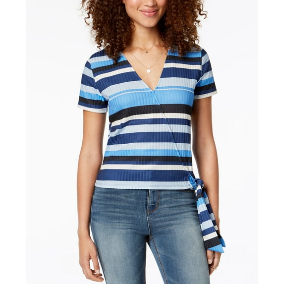 Self Esteem Juniors Striped Wrap Top Blue Multi S