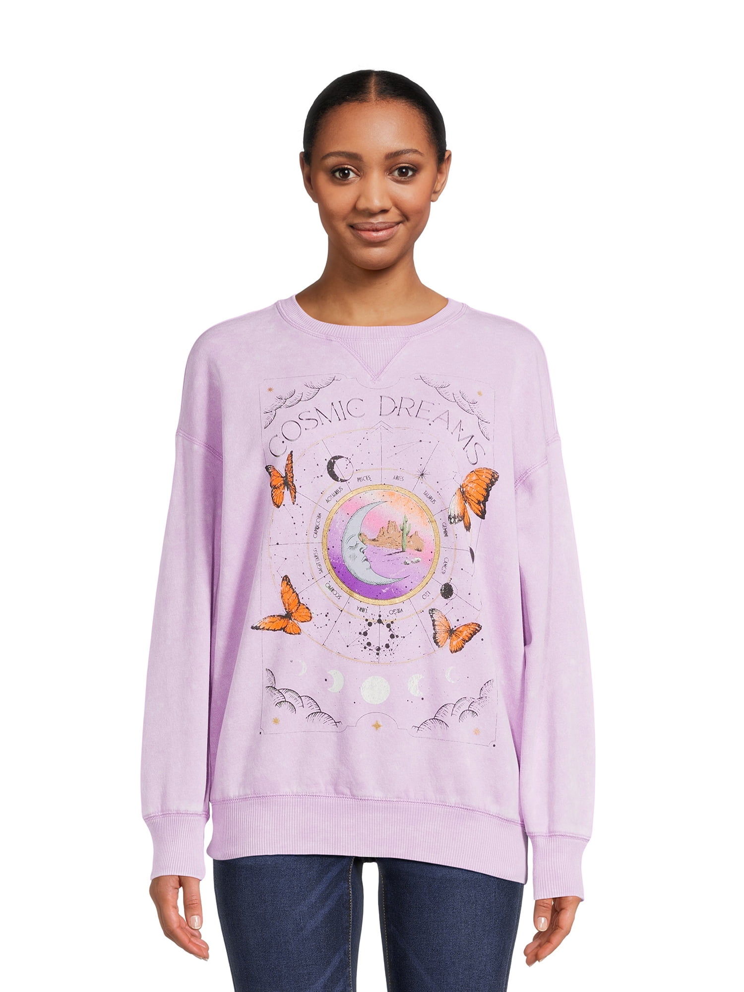 Self Esteem Juniors Washed Graphic Crewneck Sweatshirt, Sizes S-XL