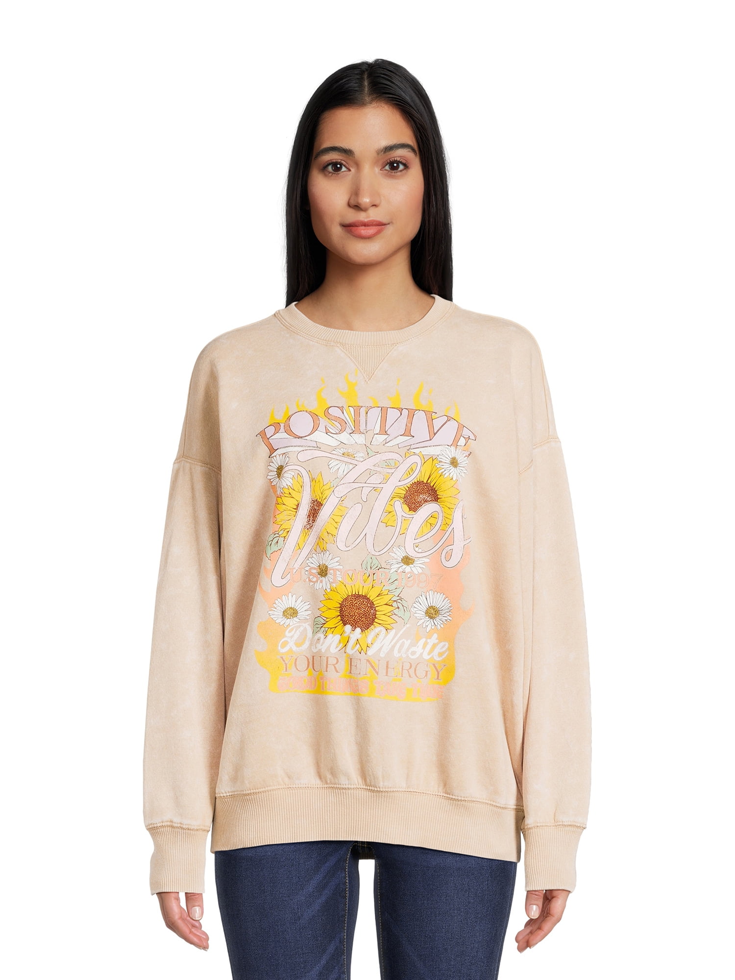 Self Esteem Juniors Washed Graphic Crewneck Sweatshirt, Sizes S-XL