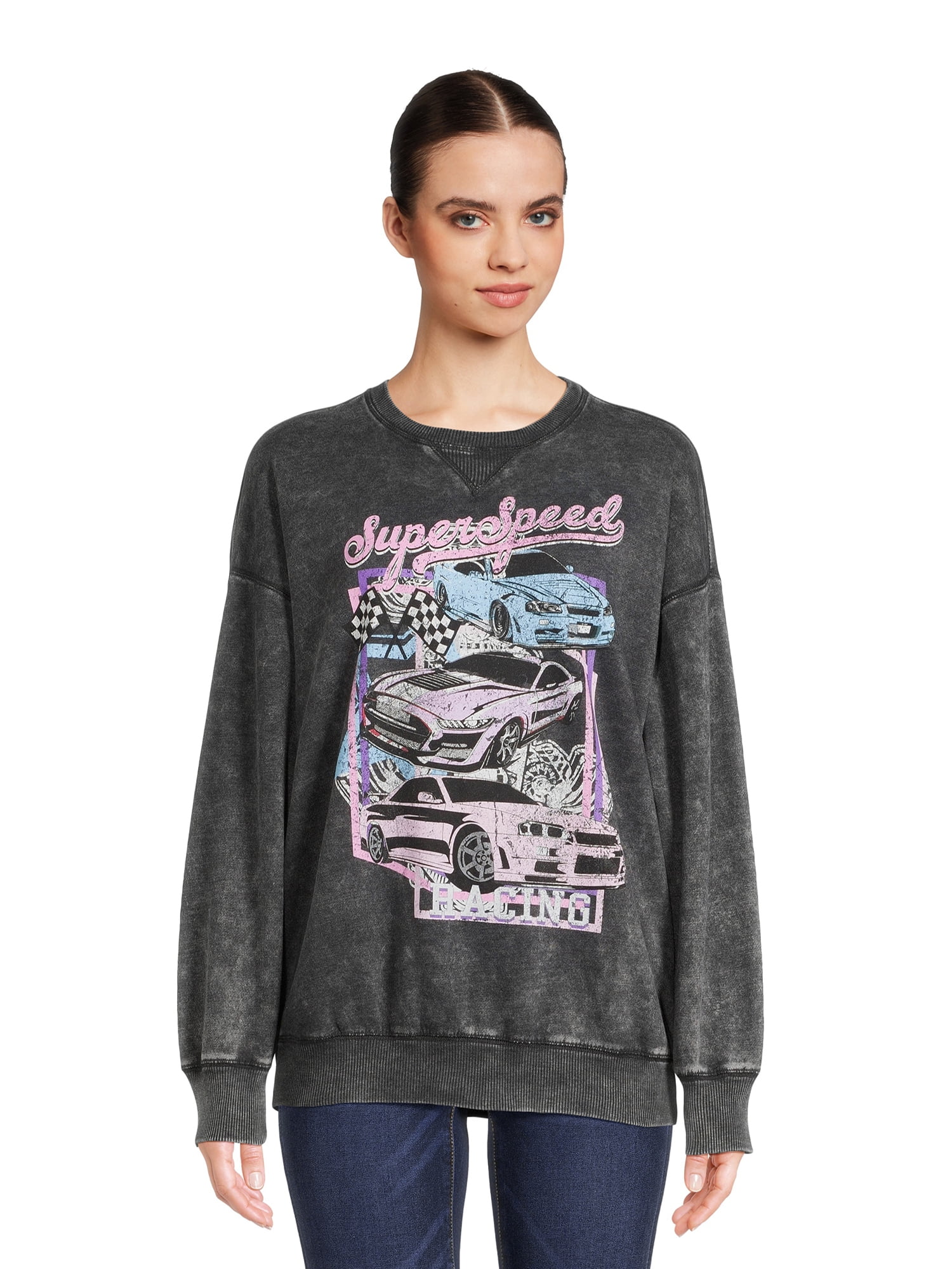 Self Esteem Juniors Washed Graphic Crewneck Sweatshirt, Sizes S-XL