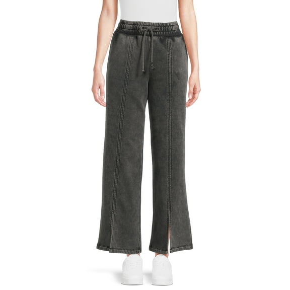 Self Esteem Juniors Washed Wide Leg Sweatpants with Slits, Sizes XS-XL