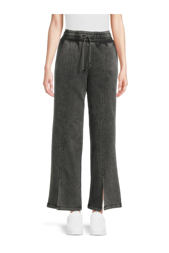 Juniors Washed Wide Leg Sweatpants with Slits, Sizes XS-XL