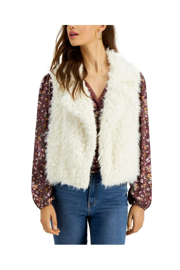 Juniors Woobie Faux-Fur Vests, White, X-Large