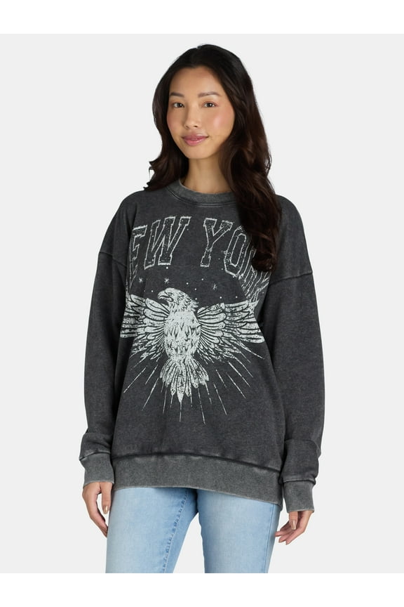 Women’s Mineral Washed Graphic Sweatshirt, Sizes S-XL