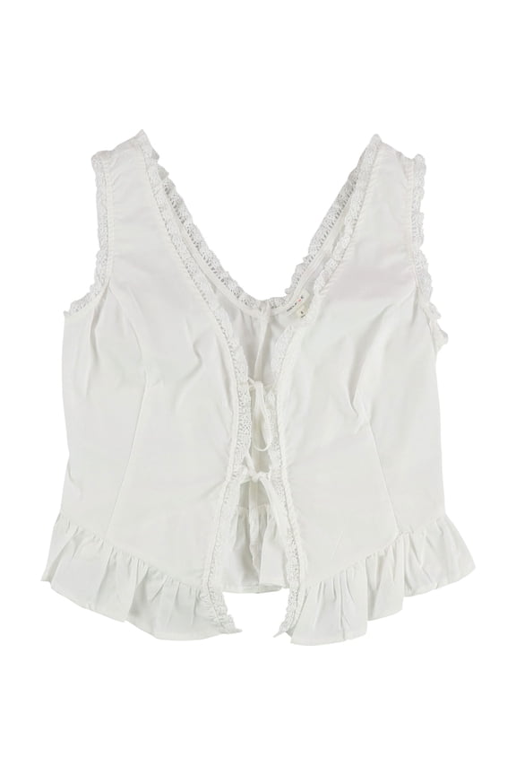 Womens Corset Peplum Blouse, White, Juniors, Small