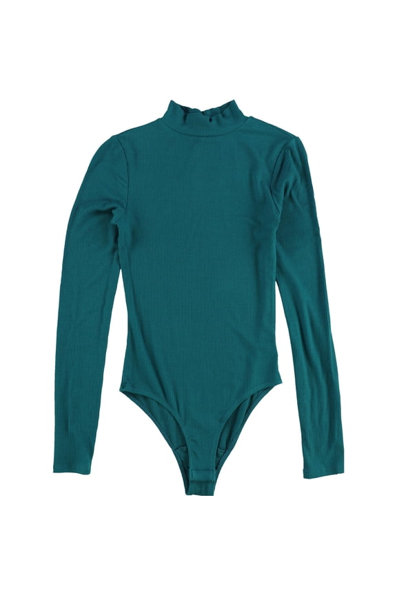 Womens Juniors Ribbed Long Sleeves Bodysuit