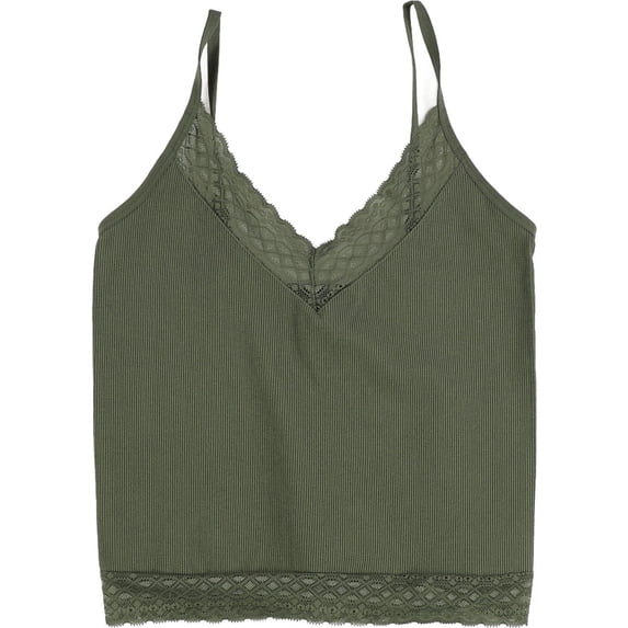 Self Esteem Womens Lace Trimmed Cami Tank Top, Green, Juniors, L/XL