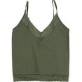 thumbnail image 1 of Self Esteem Womens Lace Trimmed Cami Tank Top, Green, Juniors, L/XL, 1 of 2