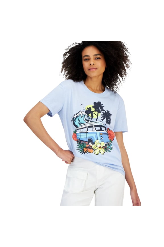 Womens Surf Graphic T-Shirt, Blue, Juniors, X-Small