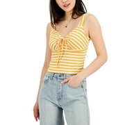 Self Esteem Womens Tie Front Cropped Tank Top Marigold/Egret L