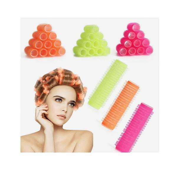 Self Grip Holding Rollers Small Size Hair Rollers Curlers 12 Pcs Hairdressing Curlers Hair Design Sticky Cling Style for DIY or Hair Salon by Topboutique (Gripping Sticky Rollers Multi-color)