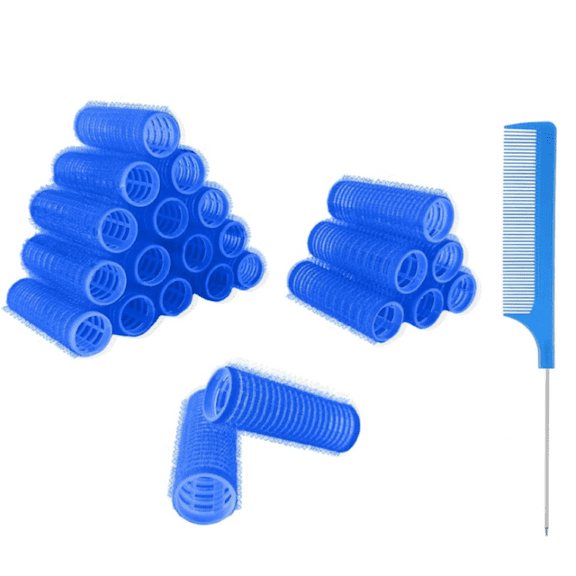 Self Grip Small Hair Curlers,Hair Rollers Curlers,Salon Hairdressing Curlers,DIY Curly Hairstyle Hair Rollers for Women Medium Short Hair (Gripping Sticky Rollers 0.8" 18pcs), Blue