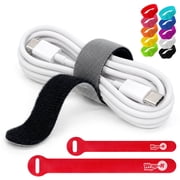 Wrap-It Storage Self-Gripping Reusable Cable Ties - 5 and 8 60 Pack - Reusable Hook and Loop Charging Cord Wraps for Cord Management - Multi-Color