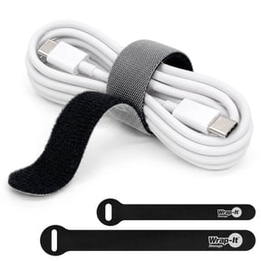 Wrap-It Storage Self-Gripping Reusable Cable Ties - 5" and 8" (60 Pack) - Reusable Hook and Loop Cord Ties, Cord Organizer for Cable Management - Black
