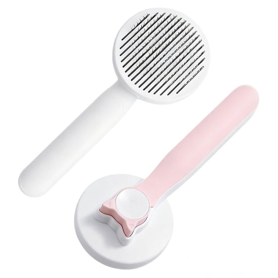 Self Grooming Cat Brush, Brush Tool, Detangling Brush, Stainless Steel Teeth, Loose Removal, Pink, 4inHead, 1 Pc, Home Use