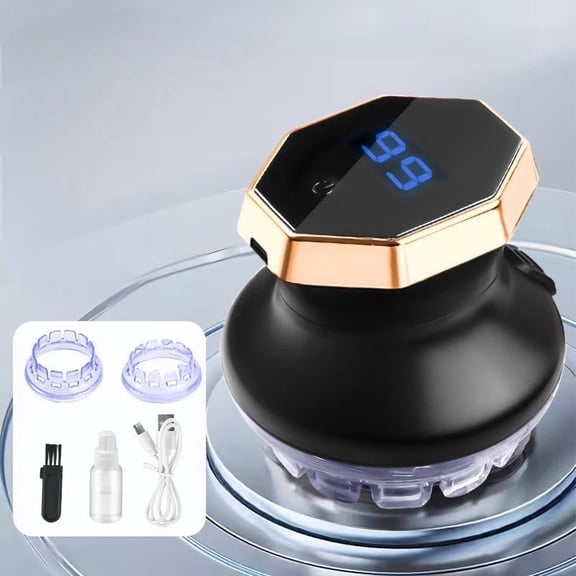Self Hair Clippers for Men, Cordless Electric Haircut Kit Professional Waterproof Automatic Circular Hair Trimmer with LED Display, Self Haircut Grooming Clippers for Male, Gold