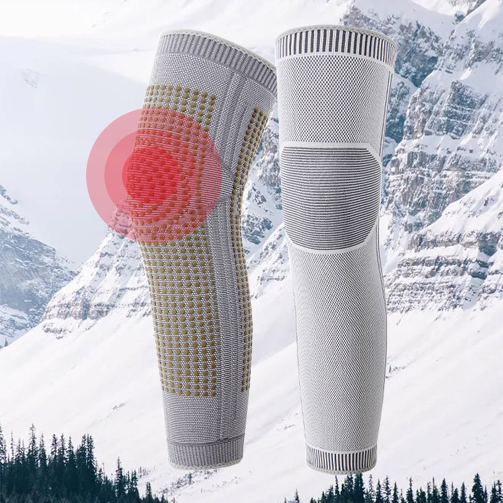 Self-Heated Knee Brace for Men & Women Protection Wormwood Hot Compression Windproof Leg-Warmers Unisex Footless Elderly Cycling Kneepads