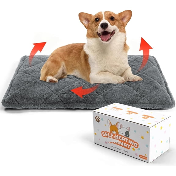 Self Heating  Bed Self Warming  Bed Thick Thermal Pet Bed Mat 30 x 21 Inches Removable Washable Cover for Outdoor Indoor Cats and Dogs  Grey Medium