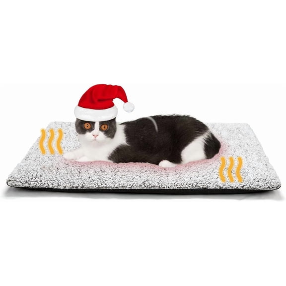 Self-Heating Cat & Dog Pad, 24 x 18 Inches Ultra-Warm Heated Pet Pad Suitable for Indoor & Outdoor Pets, Removable Cover Non-Slip Base Machine (Light Gray)