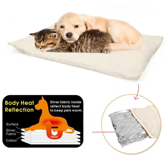 Self Heating Cat Pad Self Warming Cat Bed, 23.6" x 17.7" Inch Thermal Cat Mat Extra Warm Pet Mat for Outdoor and Indoor Large Kittens Small Puppy Pets, Non-Slip & Washable (White)