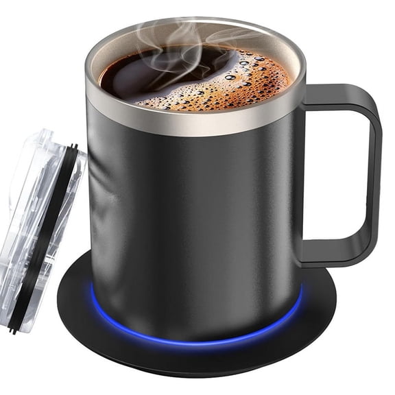 Self-Heating Coffee Cup Double Layer 304 Stainless Steel Beverage Cup Heater with Cup Set for Desk Home