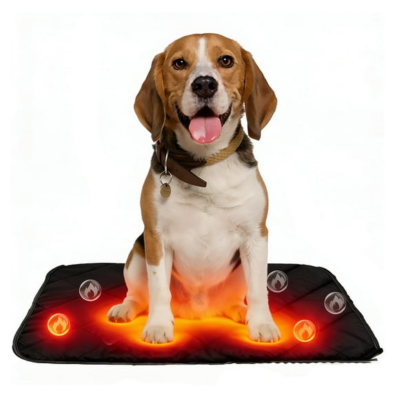 Self Heating Pad for Dog & Cat, Dog Heating Pad, Self Warming Dog Bed, Non Electric Sleeping Mat for Small & Large Dogs, Comfortable, Anti-Slip Bottom Washable (Black, L)