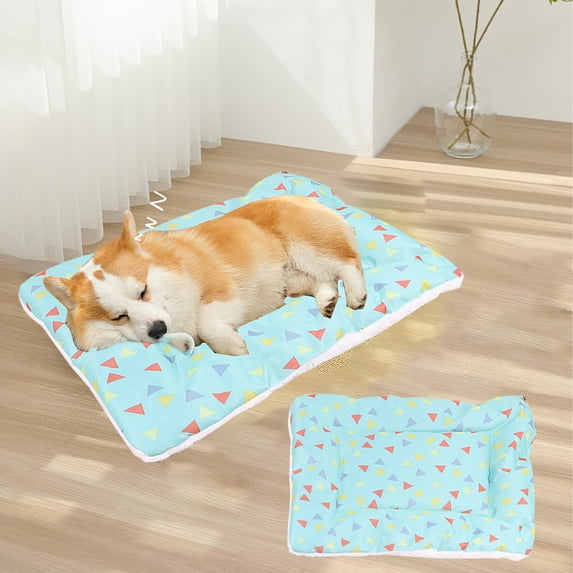Self Heating Pet Mat, Dog Cat Sleeping Pad, Machine Washable Kennel Blanket, Soft Cotton Cushion for Indoor Outdoor Crate Training, Warm Bed for Small Pets Under 17lbs