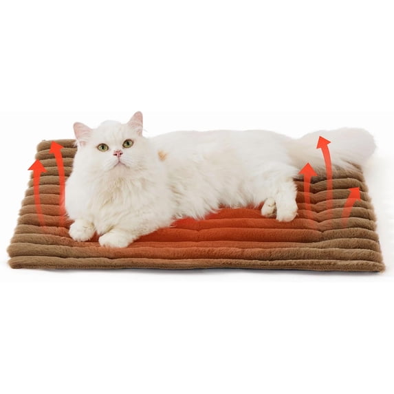 Self Heating Pet Mat for Cats and Dogs, Thermal Cozy Indoor Bed Pad with Non-Slip Bottom, Machine Washable No-Electric Warm Mat, 24 x 18 Inches