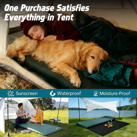 Self Inflating Camping Sleeping Pad with Electric Pump - 9.5 R-Value&3.2" Extra Thick Memory Foam Mat with Pillow, Packable for Camping, Backpacking&Car-Sleep (Includes Waterproof Camp-Pad)