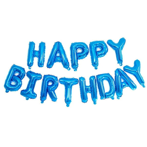 Self Inflating Happy Birthday Balloons Banner 16 Inch Letters Foil Blue Air-Fill No Helium for Party Decoration