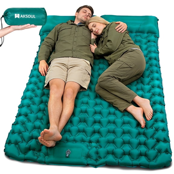 Uarter Double Sleeping Pat, 77*54 Inch Waterproof Inflatable Camping Pad for Backpacking, Hiking, Traveling, Blue