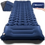 Uarter Self-Inflating Sleeping Pad 79 x 28 inch Camping Mat with Pillow & Footpump Compact Camping Air Mattress for Hiking Traveling, Navy Blue