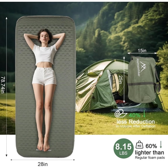 Self Inflating Sleeping Pad with Foam and Electric Pump, 4.2*79*28 inch