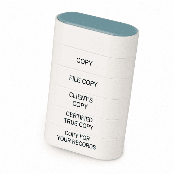 Self-Ink Office Copy Set, 5 Pre-Inked Designs, 1.5 x 0.55 Inch Impressions